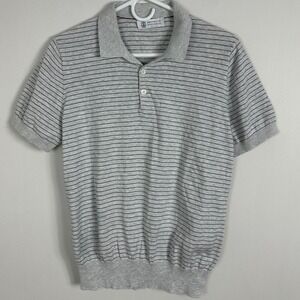 Brunello Cucinelli Italy Mens Short Sleeve Striped Polo Shirt Italian 50 / US 40